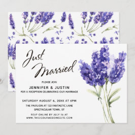 Convite Roteiro de Casamento, Flores de Lavanda em Aquarel