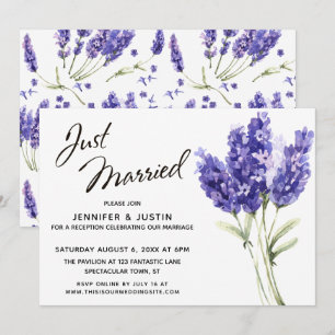 Convite Roteiro de Casamento, Flores de Lavanda em Aquarel