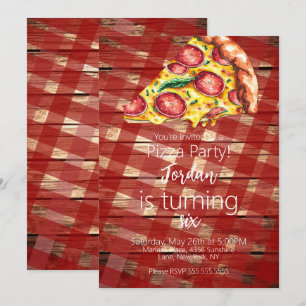 Convite Roteiro de festa de aniversário de fatias de pizza
