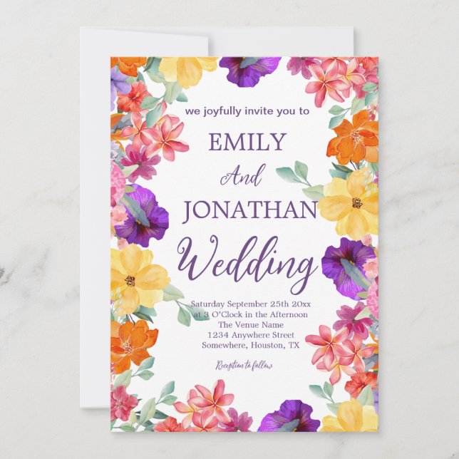 Convite roteiro de foto de flores silvestres de jardim pin (Frente)