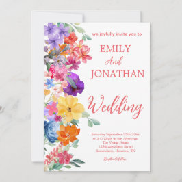 Convite roteiro de foto de flores silvestres de jardim pin