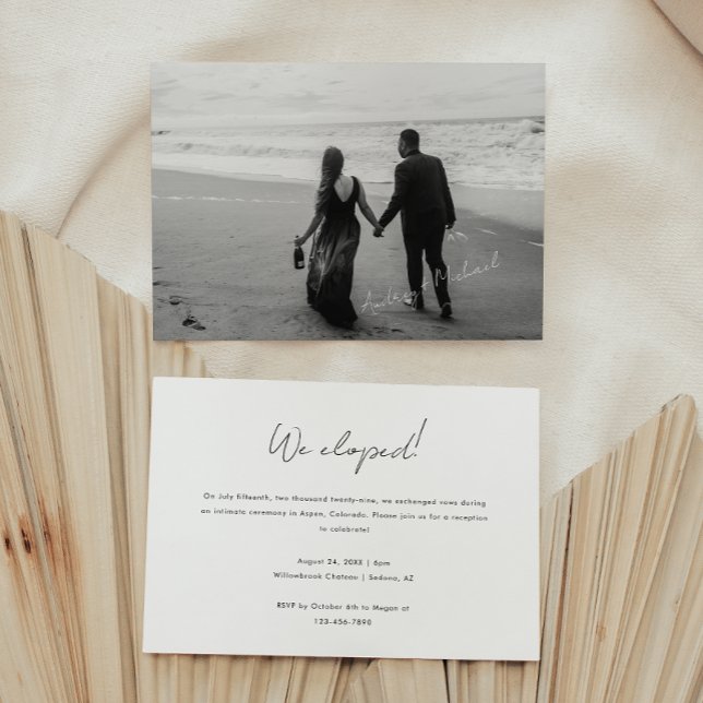 Convite Roteiro de Foto Mínima Casamento Fuga & Recepção (Criador carregado)