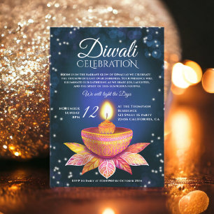 Convite Roteiro de ilustração da luz Diwali Lamps de lacre