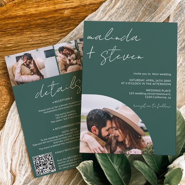 Convite Roteiro de Nomes - Foto verde 4, tudo em um casame (Criador carregado)