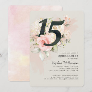 Convite Roteiro de Quinceanera de 15 anos de idade Floral
