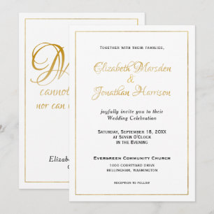 Convite Roteiro Dourado formal elegante da escritura de