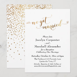 Convite Roteiro Dourado Nós nos Casamos Confetes de Volta