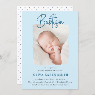 Convite Roteiro Manuscrito Baptism Christening Photo Boy 