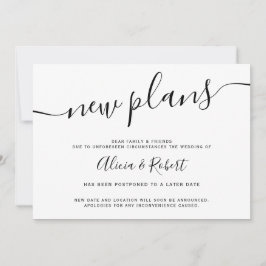 Convite roteiro minimalista preto e branco adiado novos pl