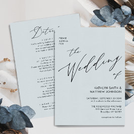 Convite Roteiro Moderno Azul Dusty Tudo Em Um Casamento Si