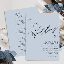 Convite Roteiro Moderno Azul Dusty Tudo Em Um Casamento Si