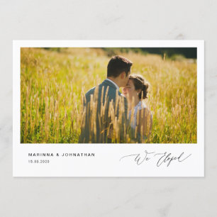 Convite Roteiro Preto Romântico, Casamento Fugitivo