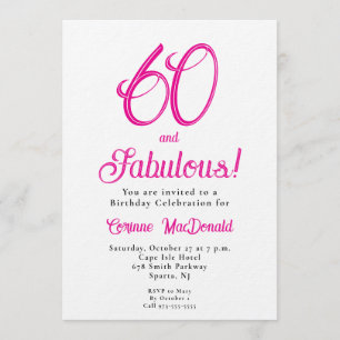 Convite Roteiro Sessenta e Fabuloso Rosa Aniversário de 60