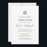Convite Roteiro Whimssic Black and White Girl Bat Mitzvah<br><div class="desc">Comemore o Bar Mitzvah com este convite moderno e elegante,  com seu texto personalizado. Adicione facilmente seus próprios detalhes clicando na opção "personalizar".</div>