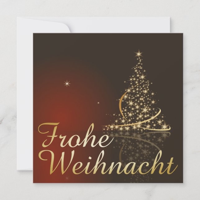 Convite Rotes Weihnachtsmočimit goldenem Weihnachtsbaum (Frente)