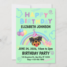 Convite Rottweiler Birthday Invitation in Green
