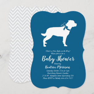 Convite Rottweiler Chá de fraldas Cachorro Azul Rotação