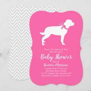 Convite Rottweiler Chá de fraldas Cachorro Raiz Rosa