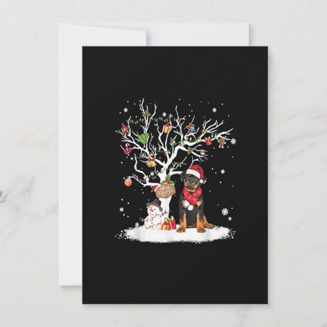 Convite Rottweiler Winter Snow Tree Dog Christmas Winter (Frente)
