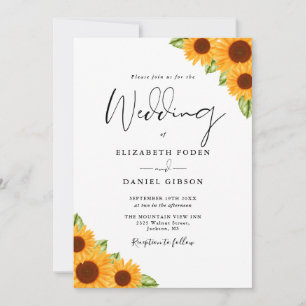 Convite Rótulo de Código QR Floral de Girassóis Casamento
