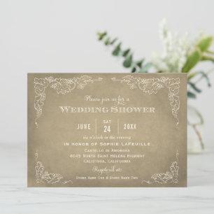 Convite Rótulo de Vinho Antigo Champanhe Dourado Chá de No