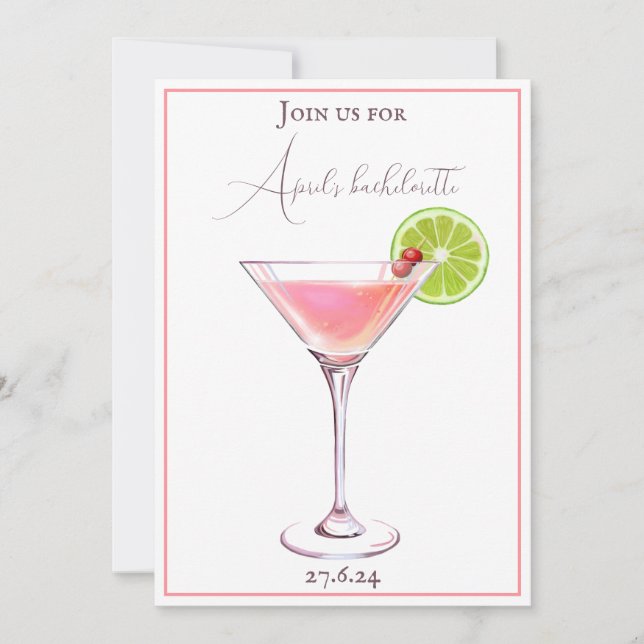 Convite Rouge discreto e cocktail clássico berinjela (Frente)