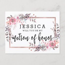 Convite Rouge & Dourado Rosa Você Será Minha Dama de Honra