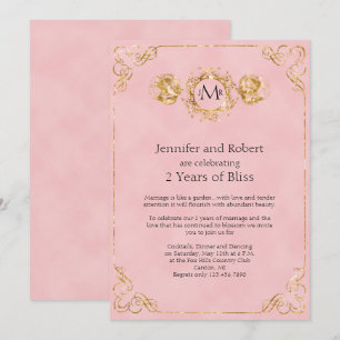 Convite Rouge e Algodão Dourado 2º Aniversário de Casament