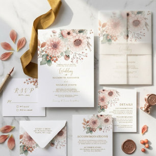 Convite Rouge Moderno Tendência Dusty Rose Casamento