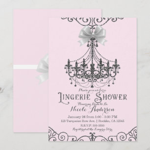 Convite Rouge Rosa Prata Branco Lingerie de Laço Banho