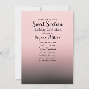 Convite Rouge Rosa Preto Degradê Moderno Chique Doce Festa