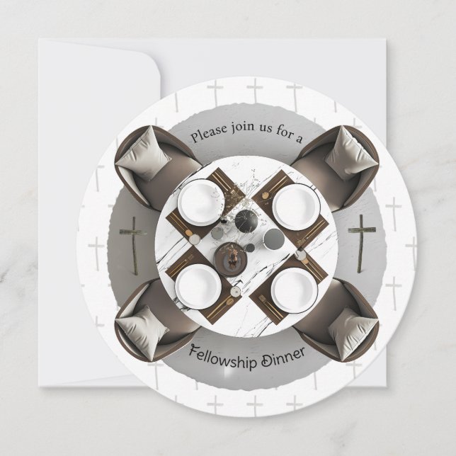 Convite Round Christian Fellowship Dinner Invitation (Frente)