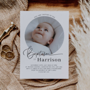 Convite Round Photo Baptism