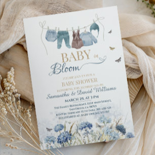 Convite Roupa de Bebê em Flor Silvestre Azul