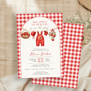Convite Roupa de bebê em xadrez gingham maçã da nossa vist