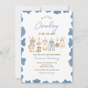 Convite Roupa de Bebê Little Cowboy Blue para Chuvinha de