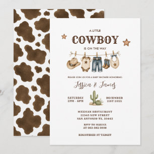 Convite Roupa de Criança para Chuvinha de Bebê Pequeno Cow
