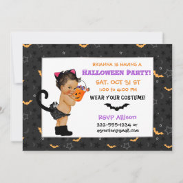 Convite Roupa de Gata para Bebê Étnica Fofa Festa de Hallo