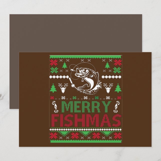 Convite ROUPA DE NATAL Feio de PESCA Peixe de Boca Grande, (Frente/Verso)