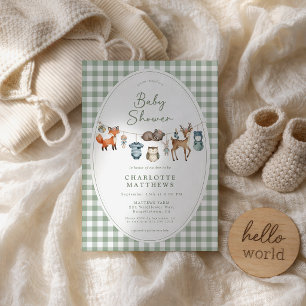 Convite Roupas de Animais da Floresta Baby Shower 