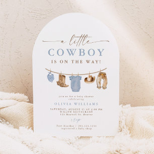 Convite Roupas de Bebê Arch Baby Little Cowboy Baby Shower