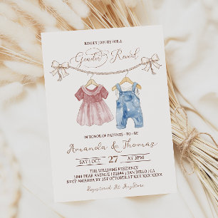 Convite Roupas de Bebê Boho Revelação de Gênero