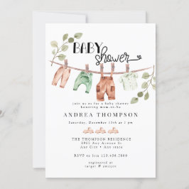 Convite Roupas De Bebê De Aquarela | Chá Boho Boy