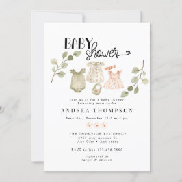 Convite Roupas De Bebê De Aquarela | Chá de fraldas Boho G