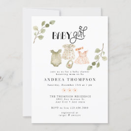 Convite Roupas De Bebê De Aquarela | Chá de fraldas Boho G