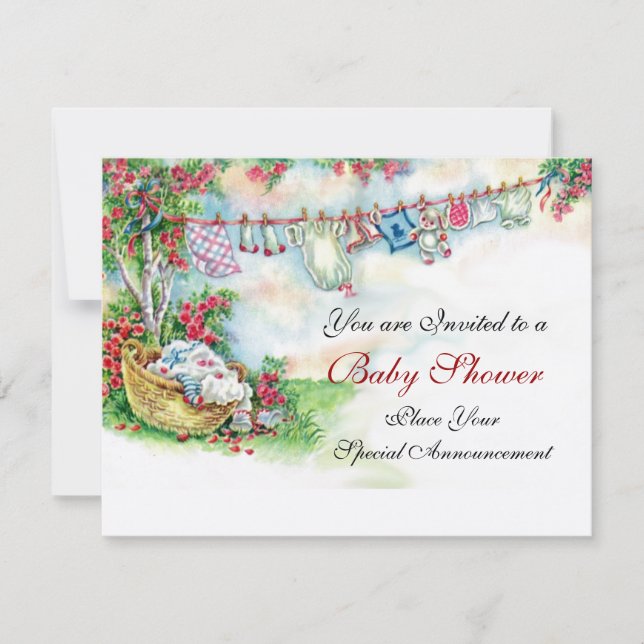 Convite ROUPAS DE BEBÊ ESPERANDO NO Chá de fraldas DO JARD (Frente)