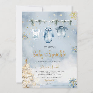 Convite Roupas de Bebê Menino Natal Azul Baby Sprinkle