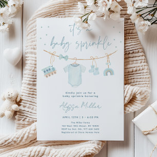 Convite Roupas de Bebê Menino Vintage Blue Baby Sprinkle