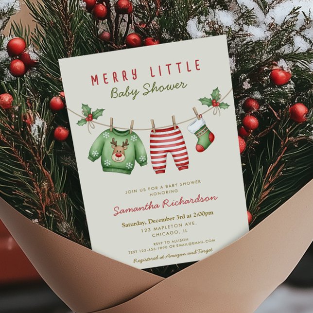 Convite Roupas de bebê neutras em gênero Merry Little Chri (Criador carregado)