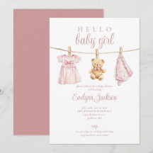 Roupas de Bebê Rosa em Varal Chá de Bebê